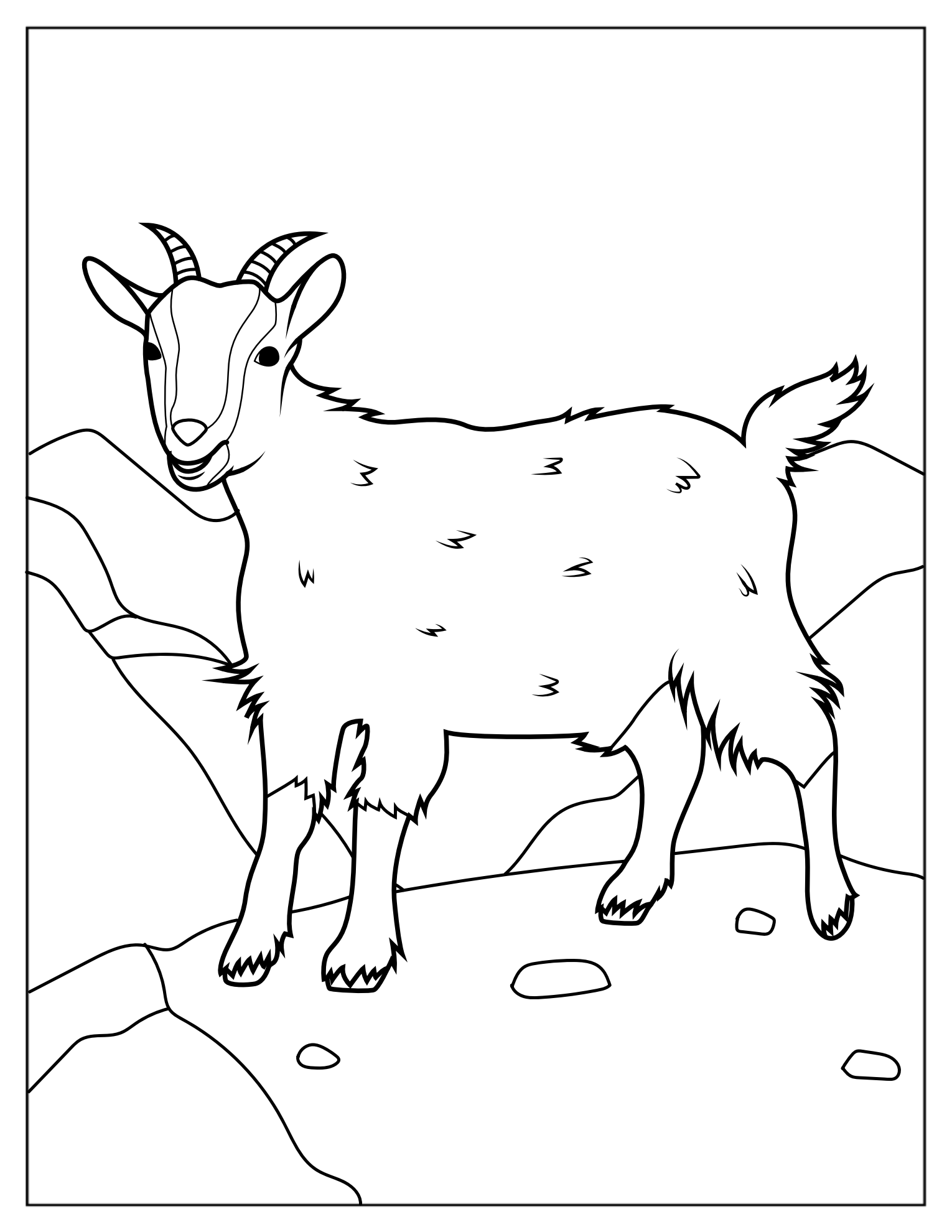 Fluffy Mountain Goat To Color