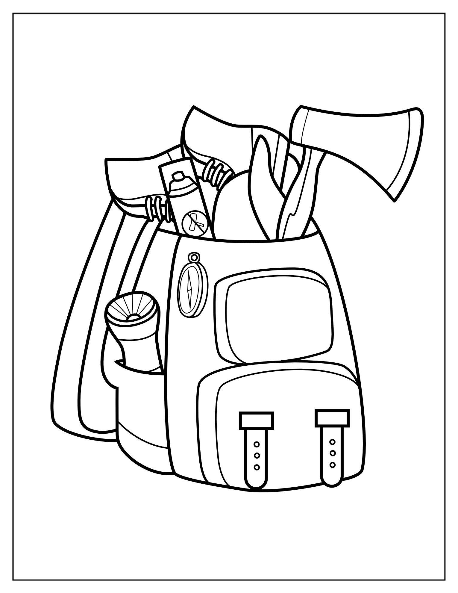 Coloring Page Of Camper’s Backpack