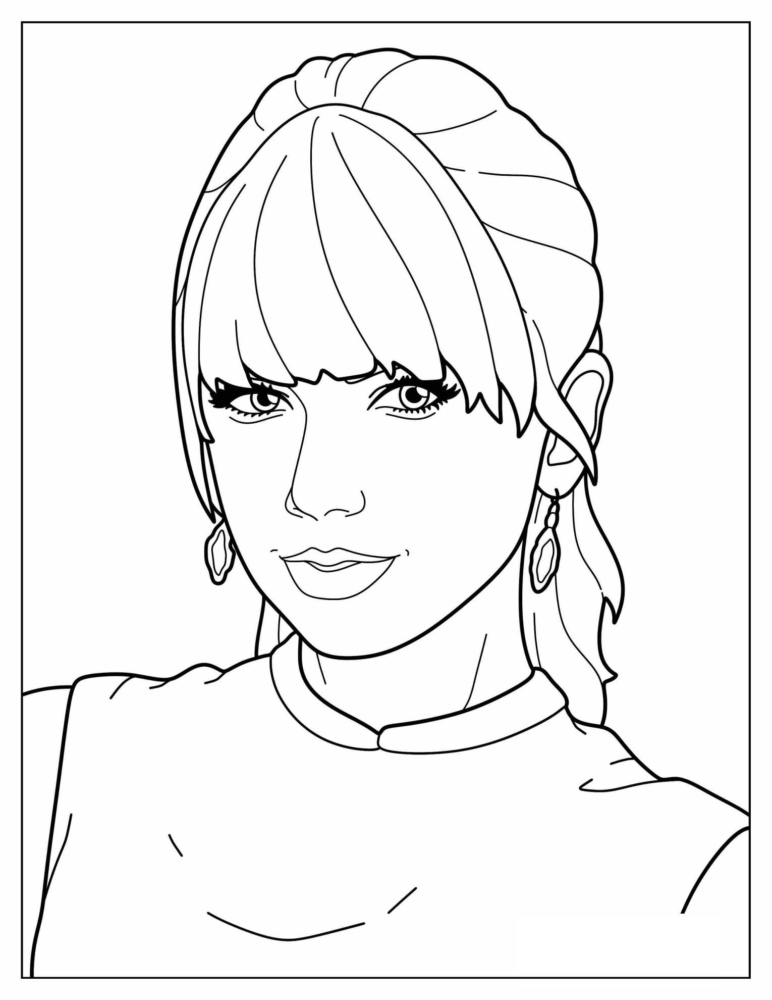 Taylor Swift’s Face Coloring Sheet For Preschoolers