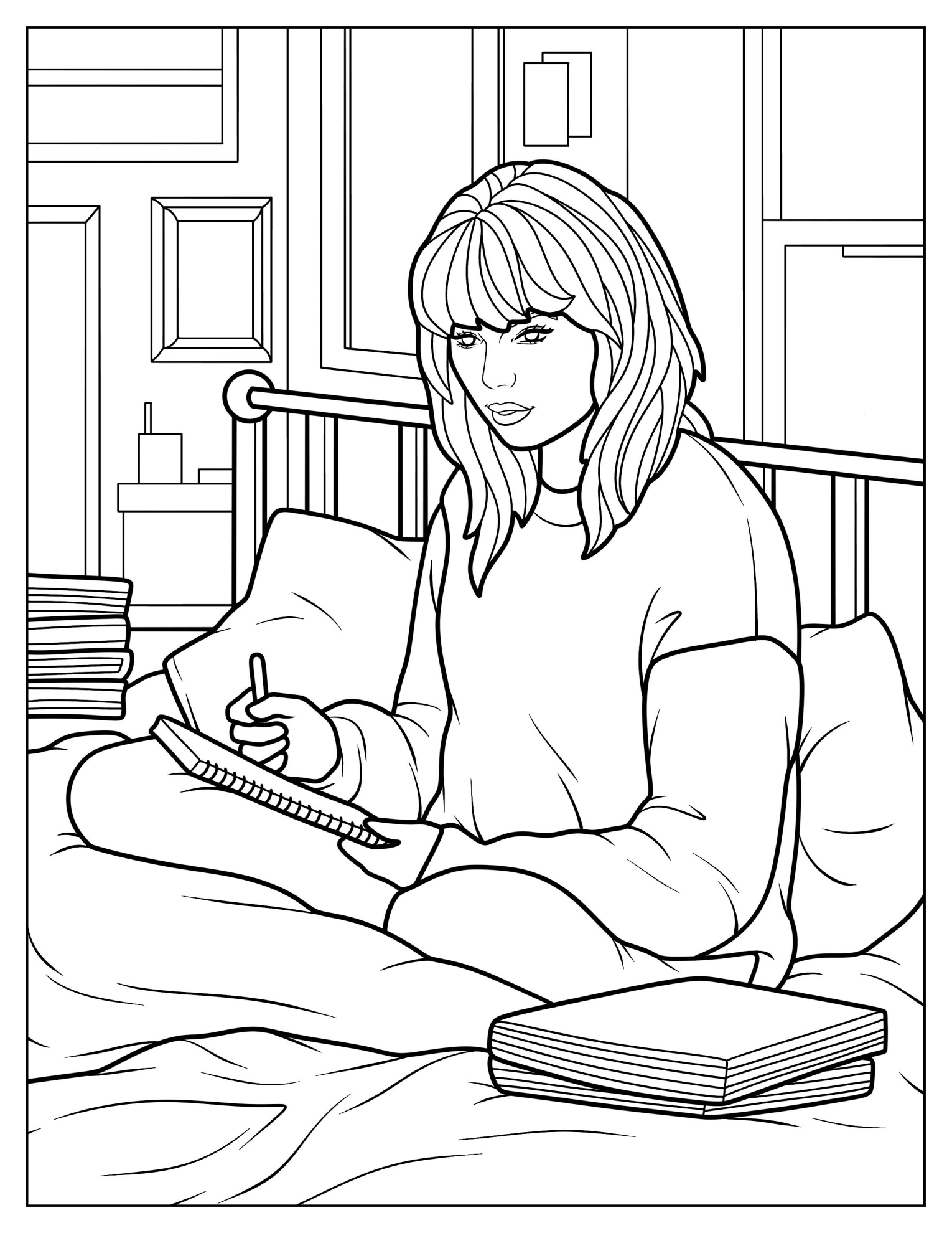 Taylor Swift Writing Songs Coloring Sheet