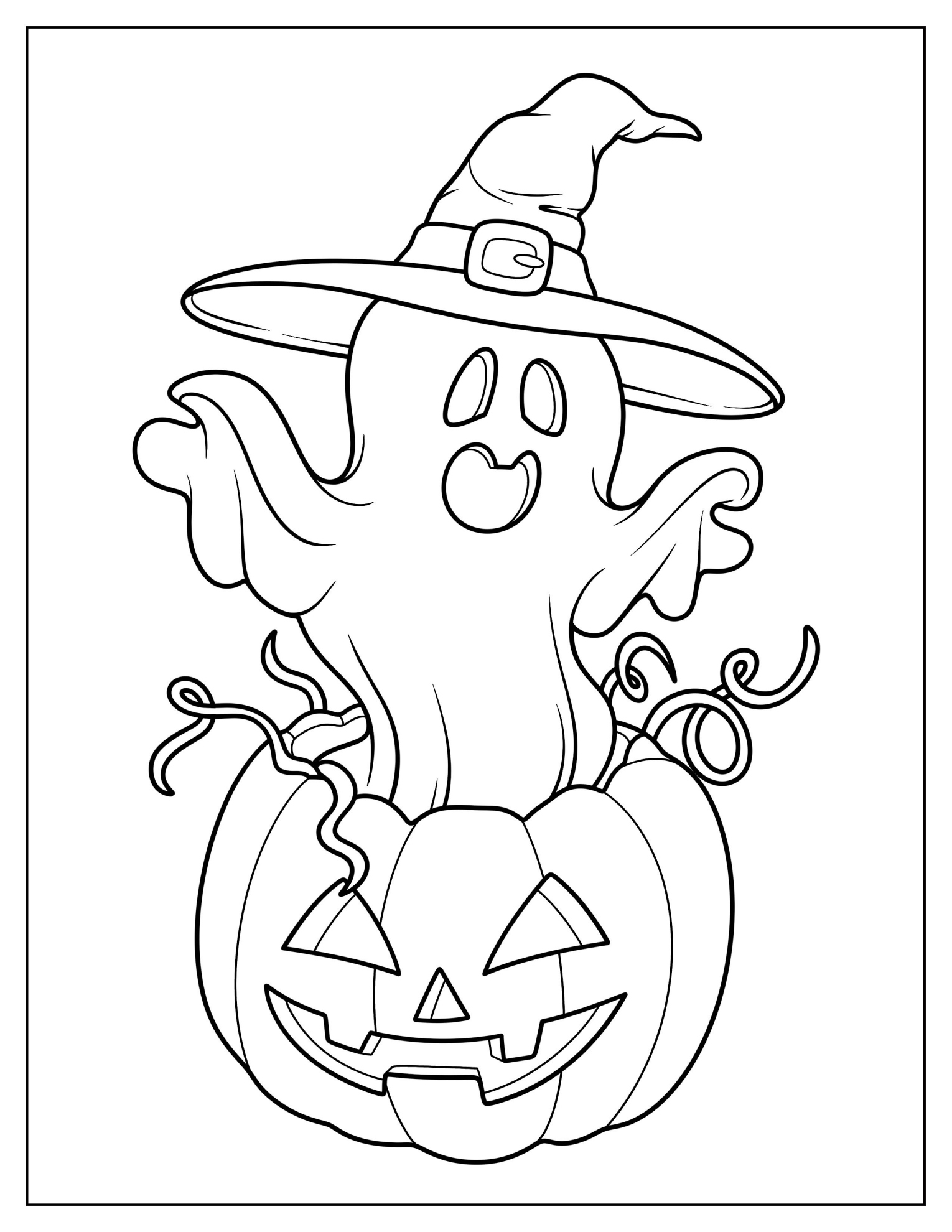 Ghosts Floating Out Of A Jack O Lantern Coloring Sheet