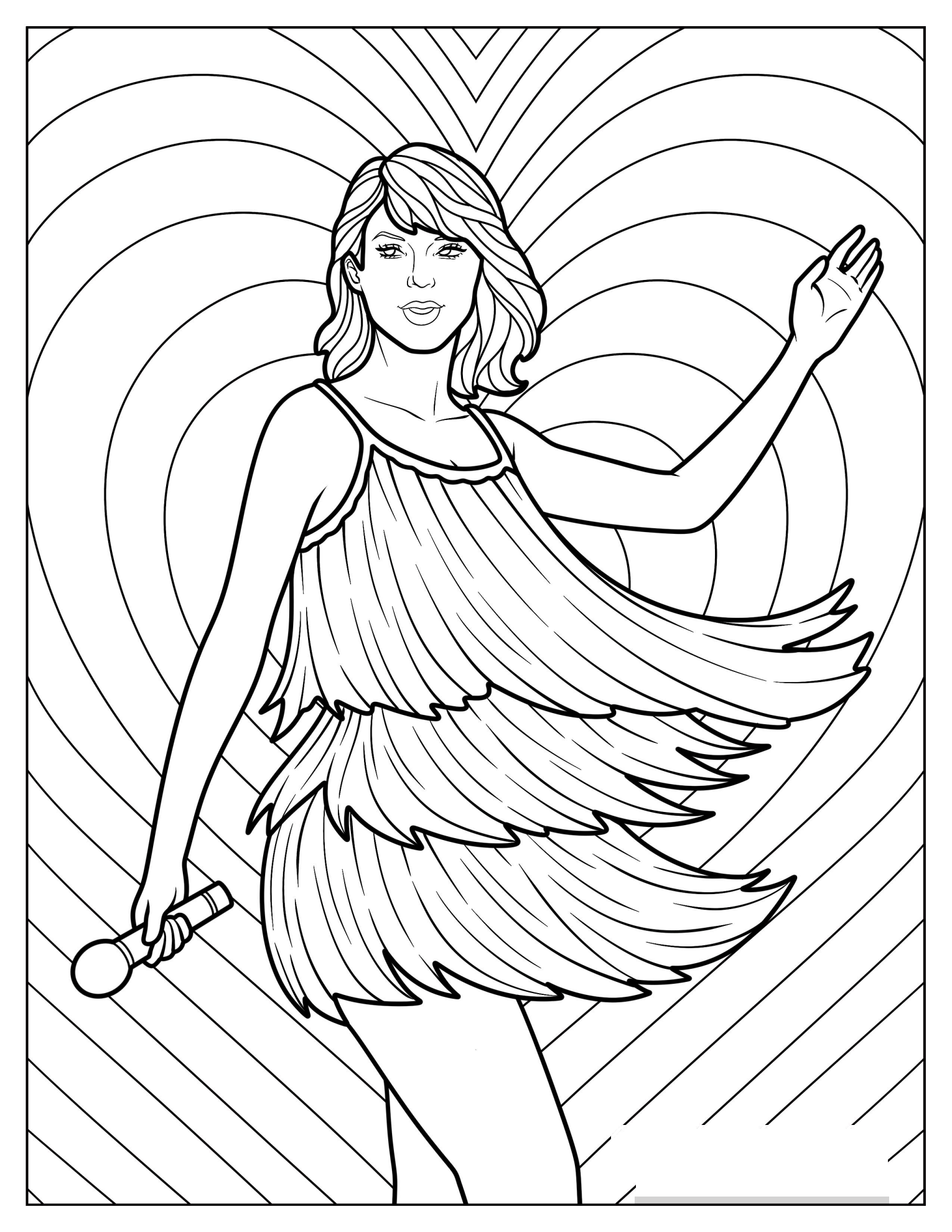 Taylor Swift In A Layered Sequined Dress Coloring Page