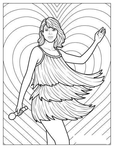 Taylor Swift In A Layered Sequined Dress Coloring Page