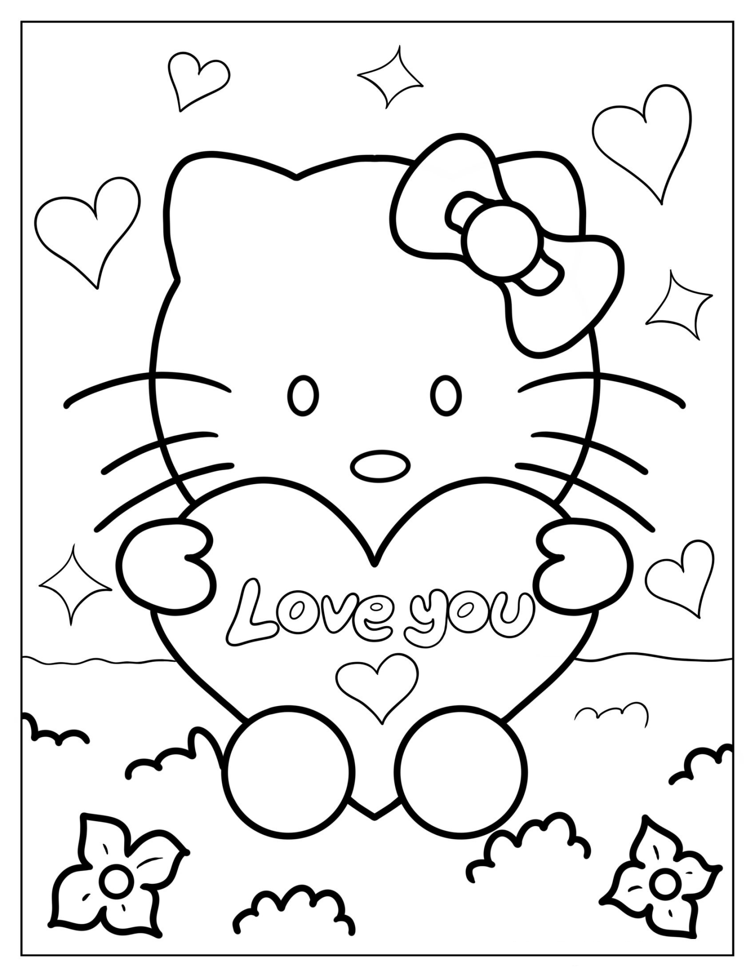 Hello Kitty Holding I Love You Heart