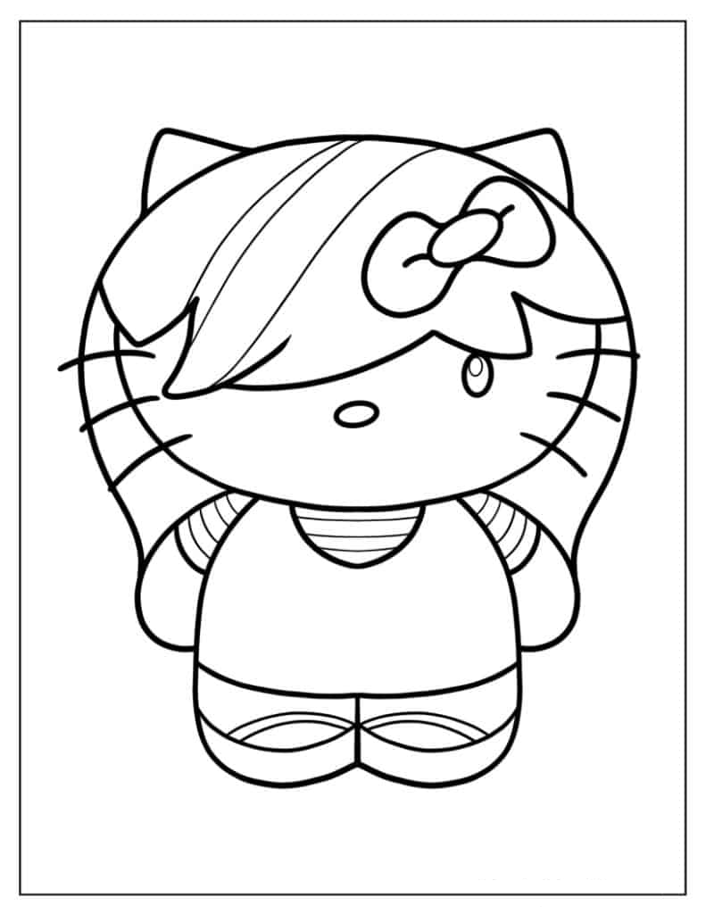 Emo Hello Kitty Outline For Kids
