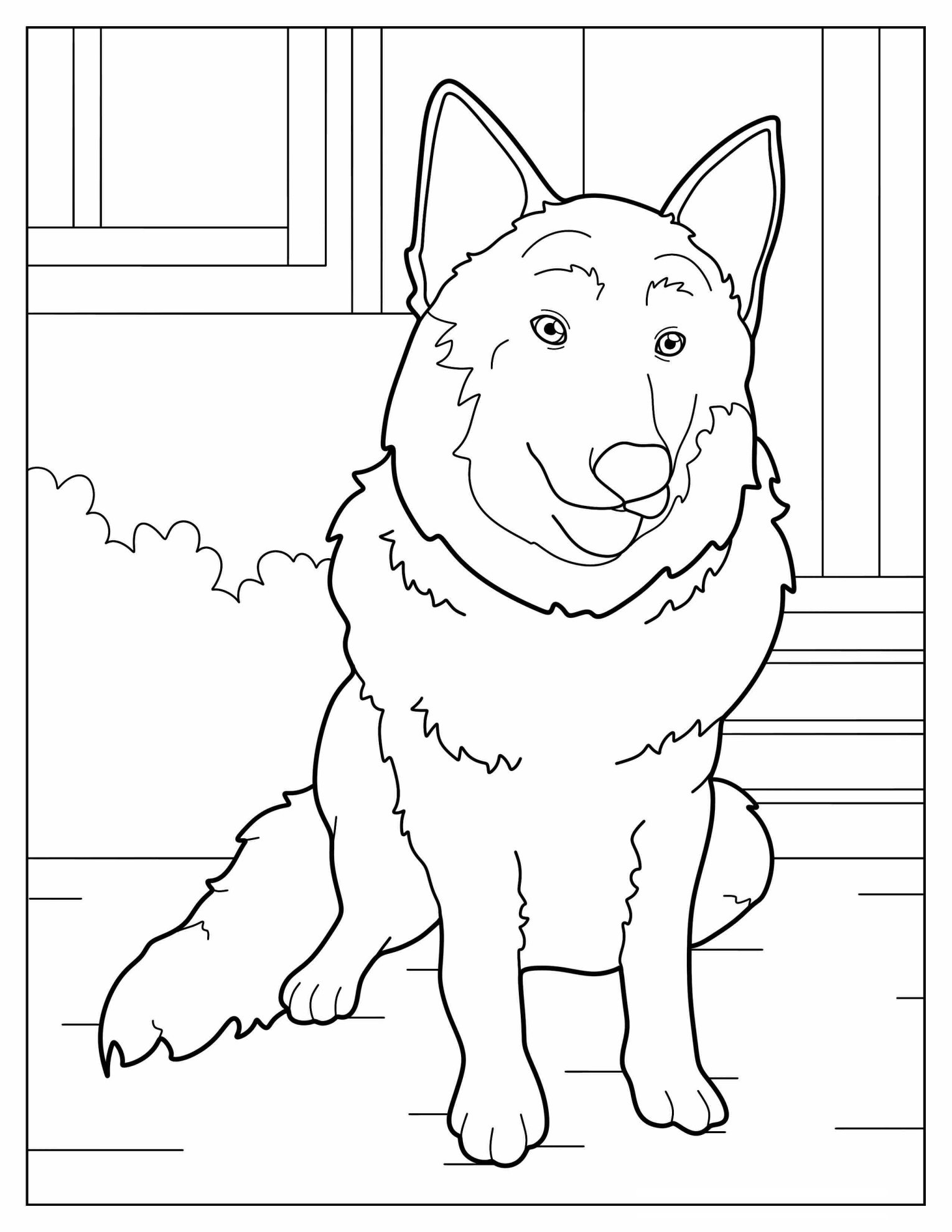 Outline Of Belgian Malinois Dog To Color