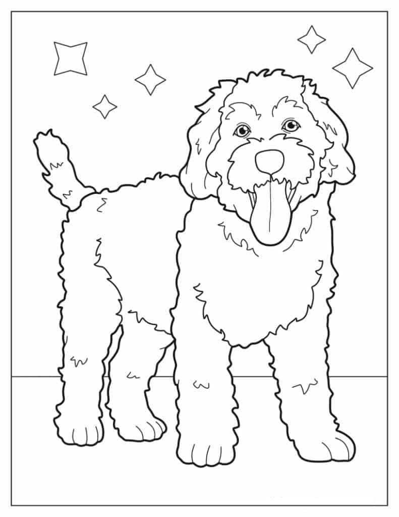 Labradoodle Puppy With Tongue Out Coloring Sheet