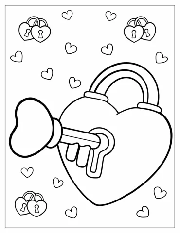 Heart-Shaped Lock With Key To Color