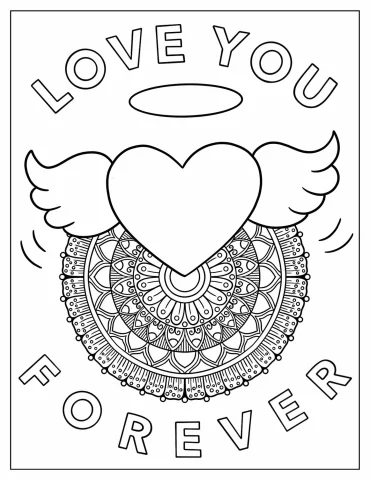 Love You Forever Mandala With Winged Heart