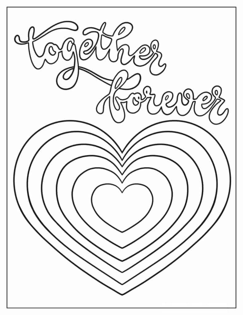 Together Forever Hippie Heart Coloring Page