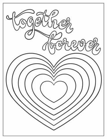 Together Forever Hippie Heart Coloring Page