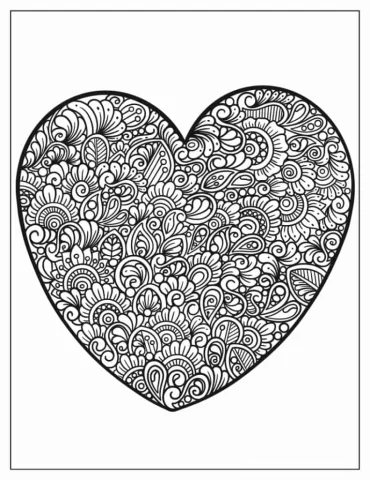 Heart-Shaped Mandala Coloring In