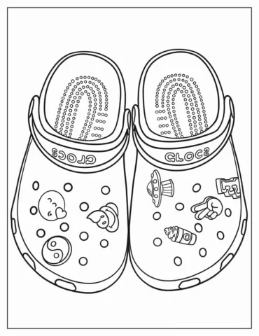 Top View Of Cute Crocs Coloring In