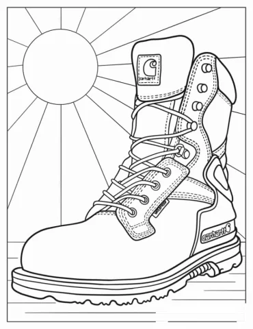 Carhartt Boot Coloring In FOr Kids