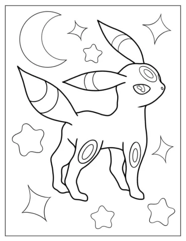 Kawaii Umbreon Eevee Coloring Sheet