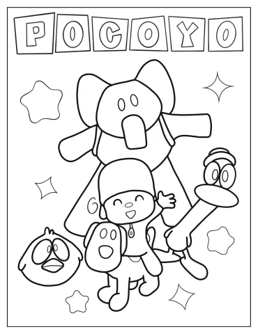 Simple Outline Of Pocoyo And Friends For Kids