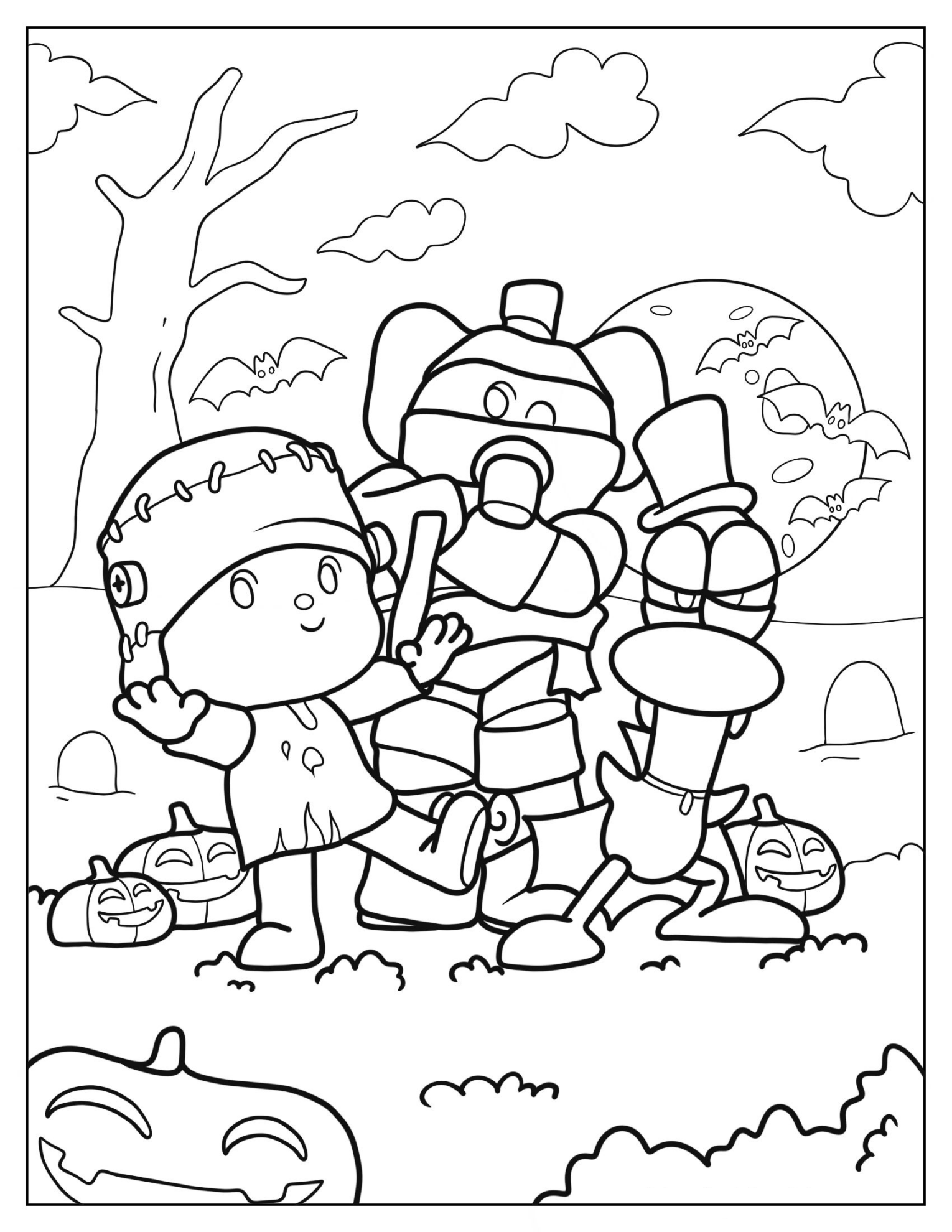 Halloween-Themed Pocoyo Coloring Page