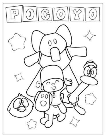Simple Outline Of Pocoyo And Friends For Kids