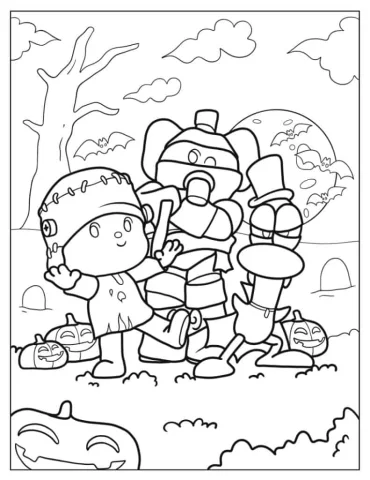 Halloween-Themed Pocoyo Coloring Page