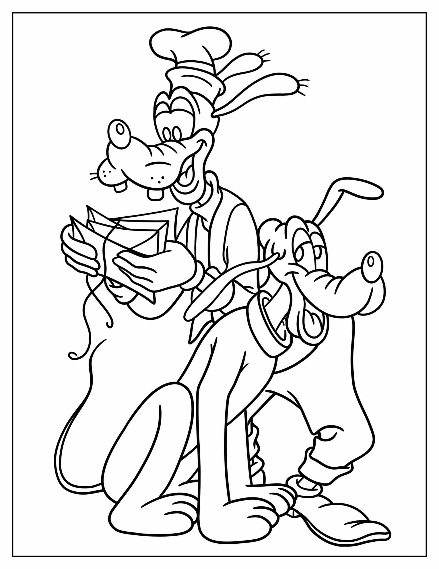 Pluto Delivering Mail To Goofy Coloring In