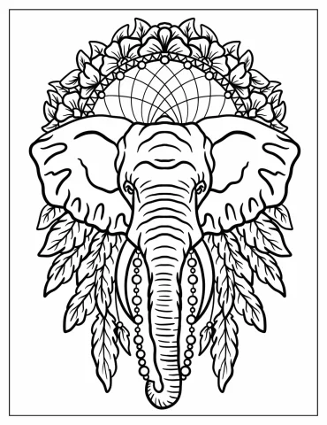 Majestic Elephant Dreamcatcher With Flowers