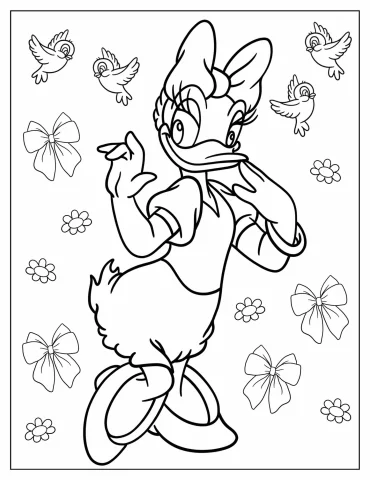 Easy Daisy Duck Coloring Page For Kids