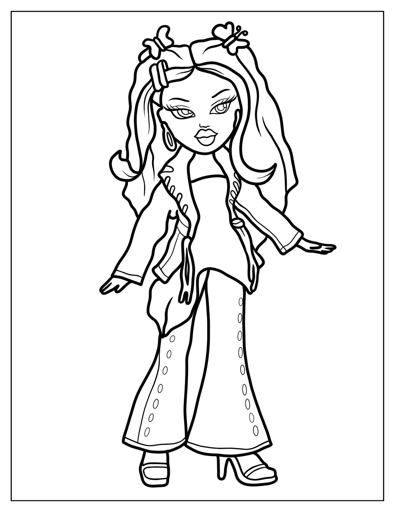Easy Outline Of Bratz Cloe For Kids