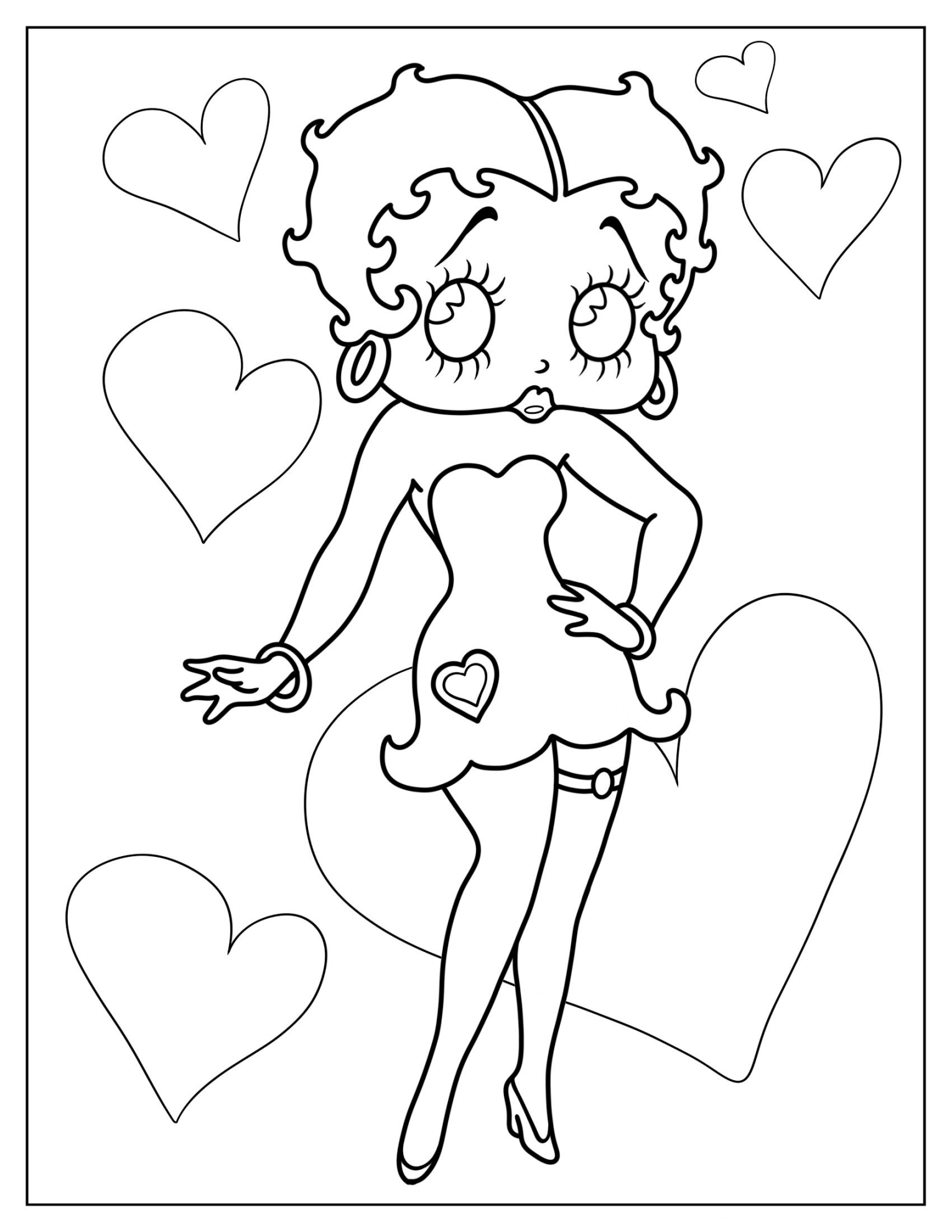 Betty Boop In Mini Dress To Color