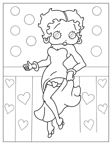 Easy Outline Of Betty Boop In Gown