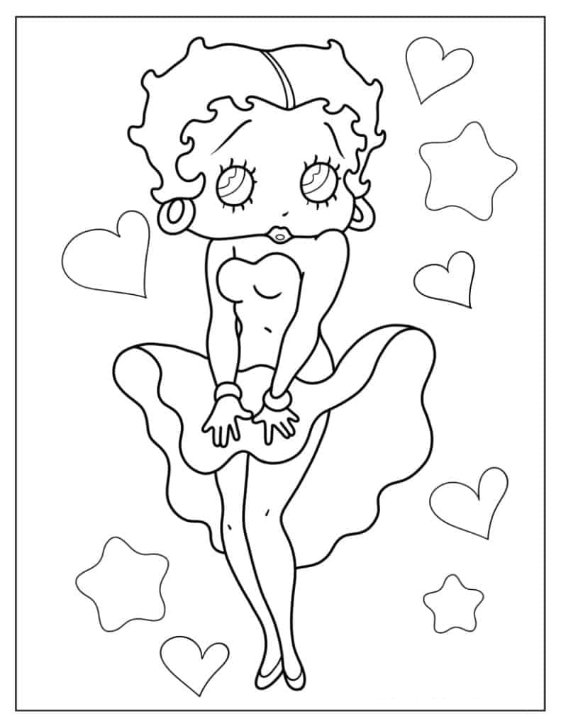 Betty Boop In Marylin Monroe Pose Coloring Page