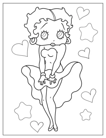 Betty Boop In Marylin Monroe Pose Coloring Page