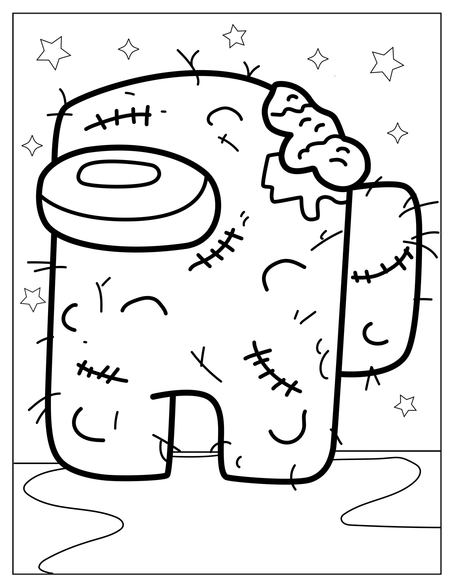 Among Us Zombie Coloring Sheet For Kids