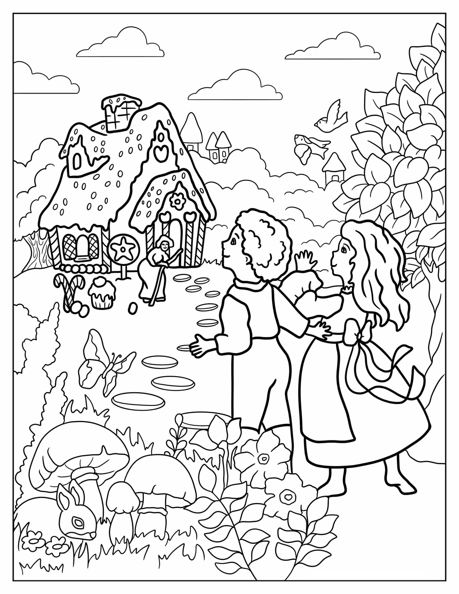 Hansel And Gretel Fairy Tale Coloring Page