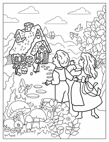 Hansel And Gretel Fairy Tale Coloring Page