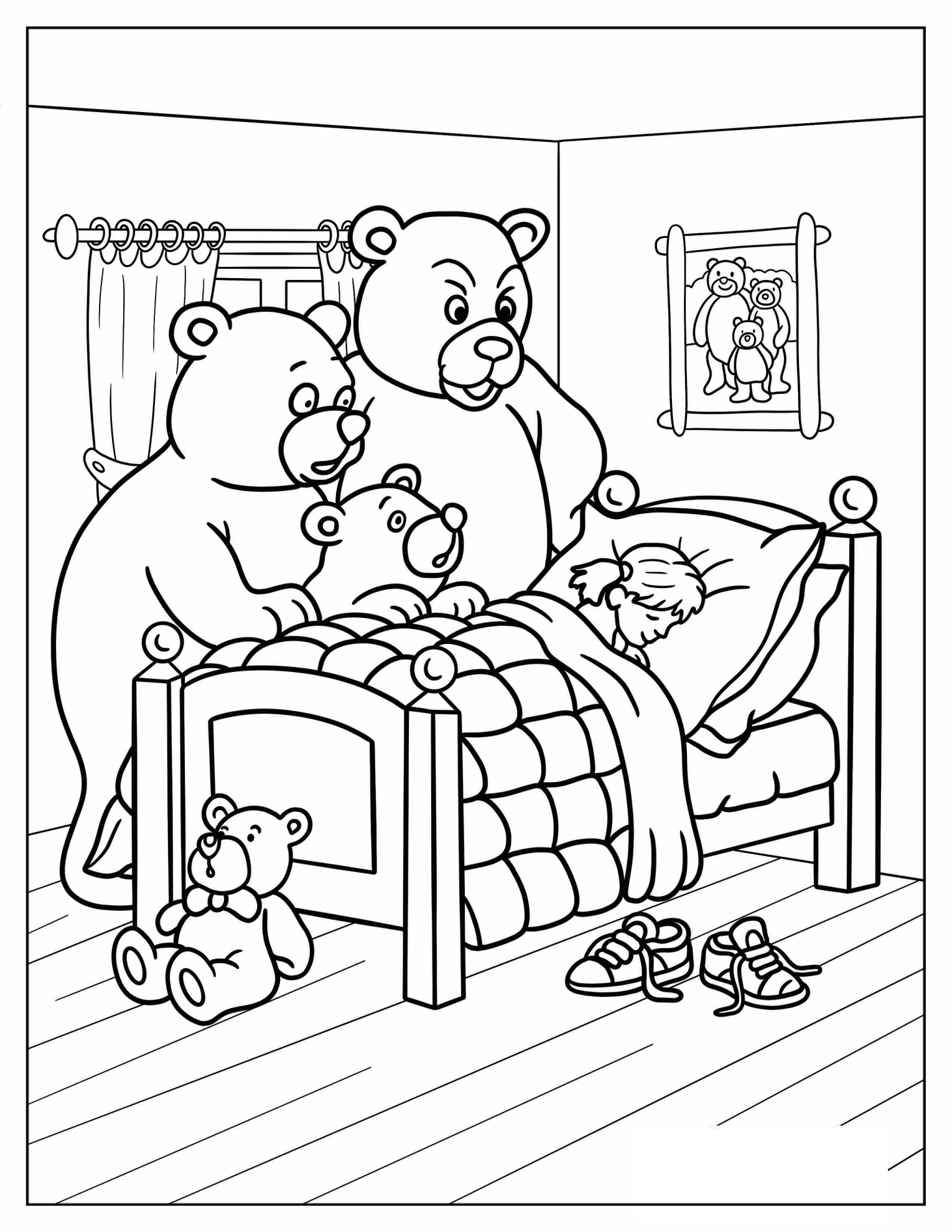 Three Bears Watching Goldilocks Sleep
