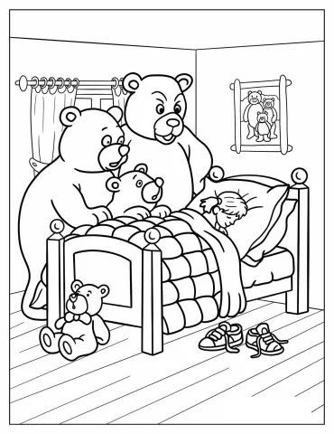 Three Bears Watching Goldilocks Sleep