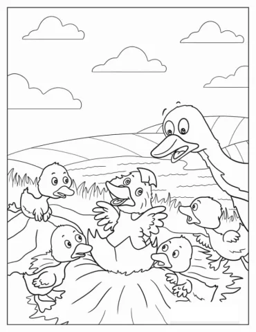 The Ugly Duckling Coloring In For Preschoolers