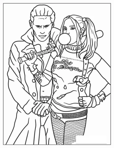 Outline Of Suicide Squad Joker And Harley Quinn