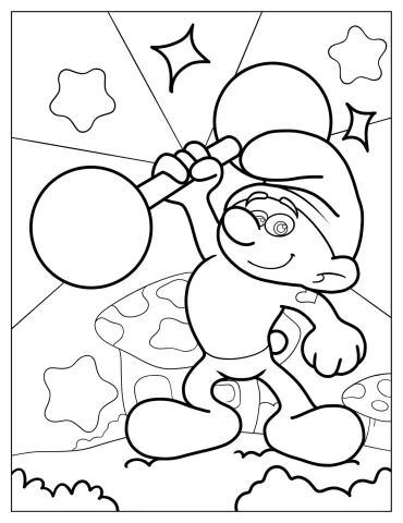 Easy Outline Of Hefty Smurf Coloring Page For Kids