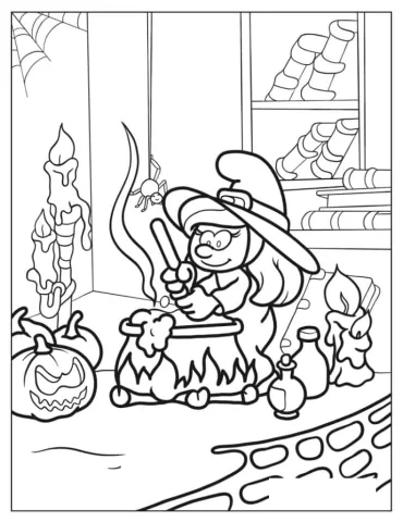 Witch Smurfette With Cauldron