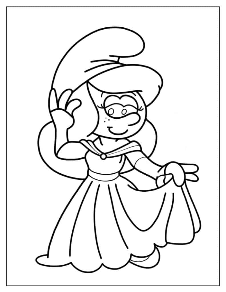Cartoon Smurf Sassette Coloring In