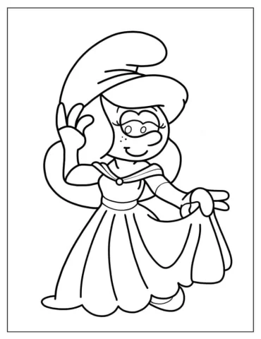 Cartoon Smurf Sassette Coloring In