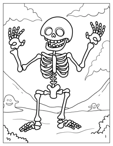 Halloween Coloring Page of Skeleton