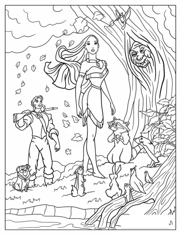 Pocahontas With Grandmother Willow, John Smith, And Meeko