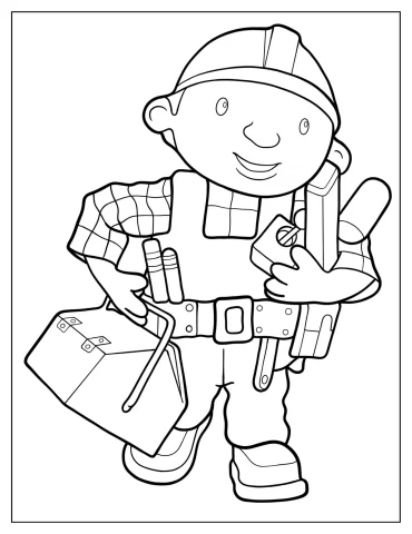 Bob The Builder Outline Coloring In For Kids