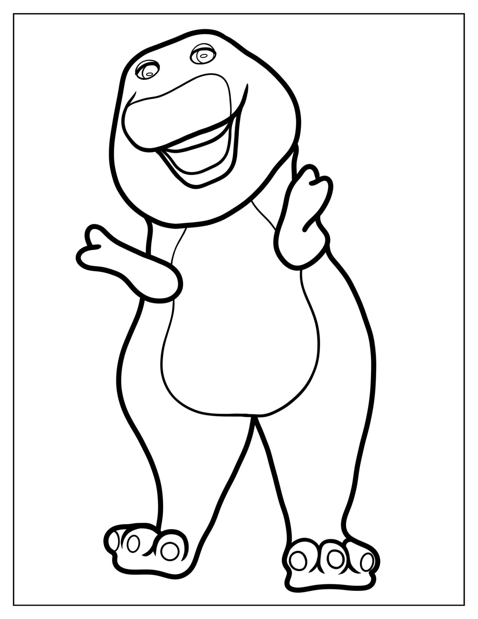 Easy Barney Coloring Page For Preschoolers