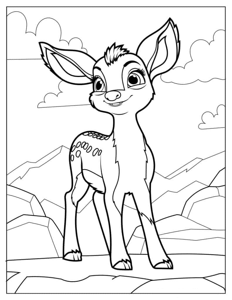 Kawaii Baby Bambi Coloring In