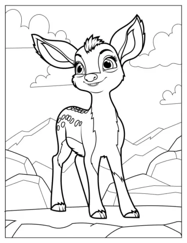 Kawaii Baby Bambi Coloring In