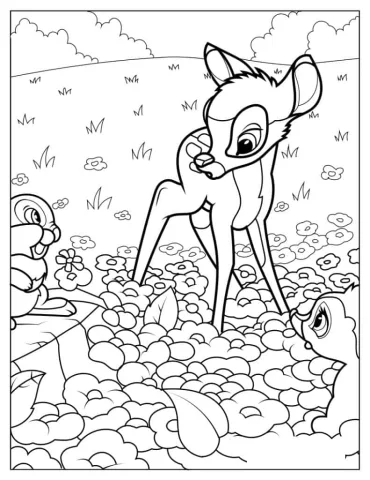 Bambi Talking To Thumper Sisters In Flower Field