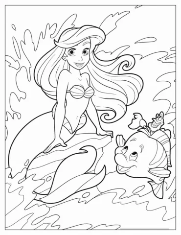 Iconic Little Mermaid Ariel Pose Coloring Page